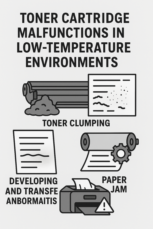 What are the common malfunctions of toner cartridges in printing equipment under low-temperature conditions?