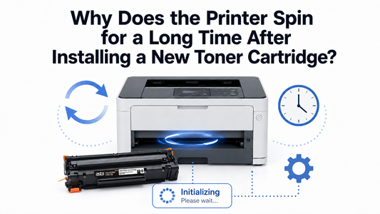Why Does the Printer Keep Spinning for a Long Time After Installing a New Toner?